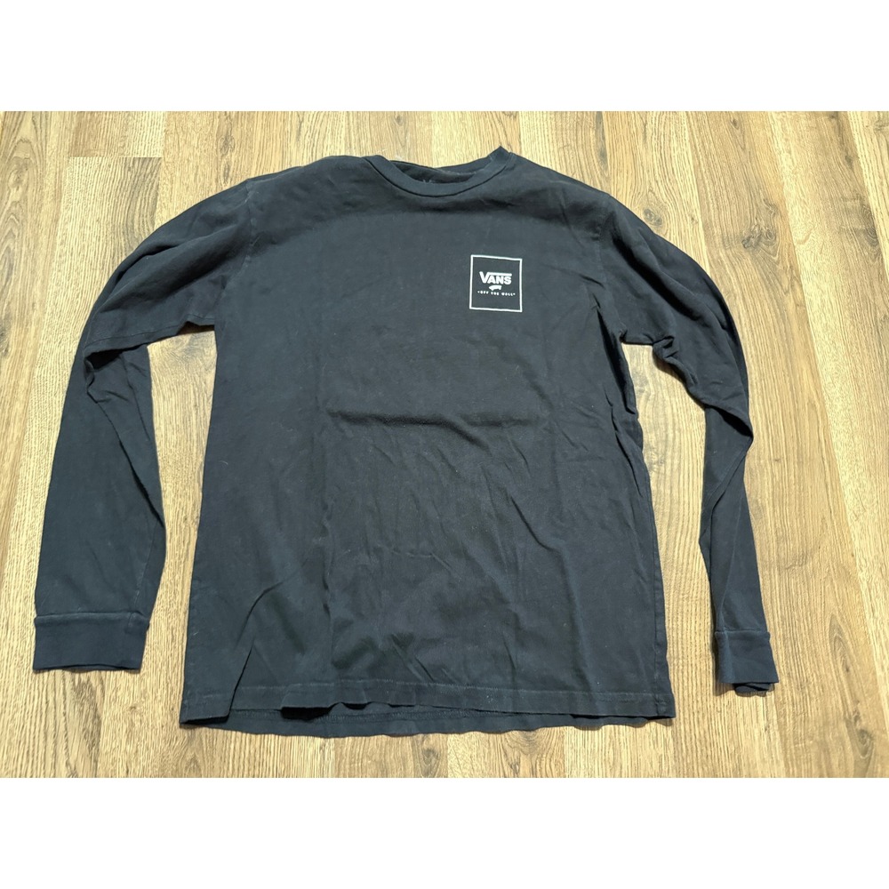 Vans Flame Logo Graphic Mens Size S Black Long Sleeve T-Shirt Classic Fit